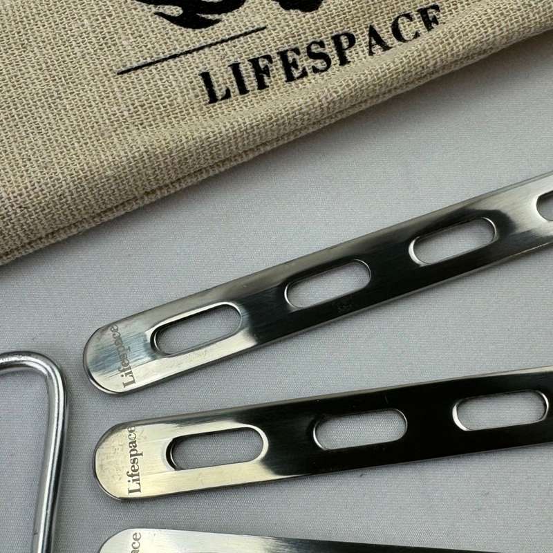 Lifespace S/S Camping Fishing Hiking Utility Cutlery Set w/ Bag & Carabiner
