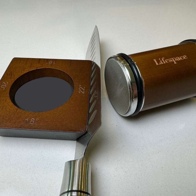 Lifespace Walnut & Alloy Rolling Knife Sharpener with 4 Blade Angles in a Gift Box