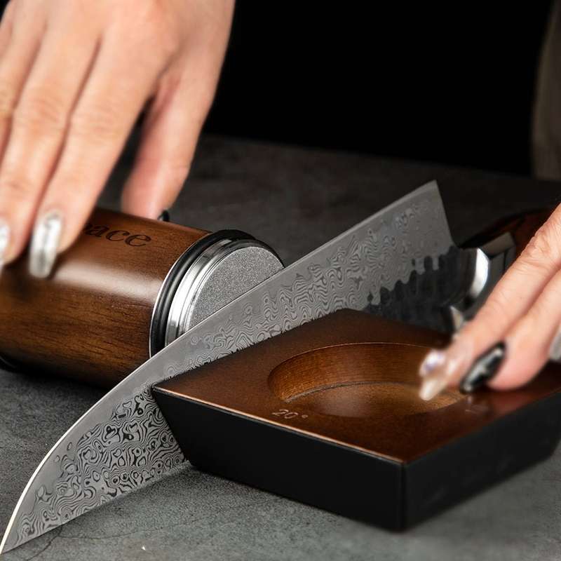 Lifespace Walnut & Alloy Rolling Knife Sharpener with 4 Blade Angles in a Gift Box