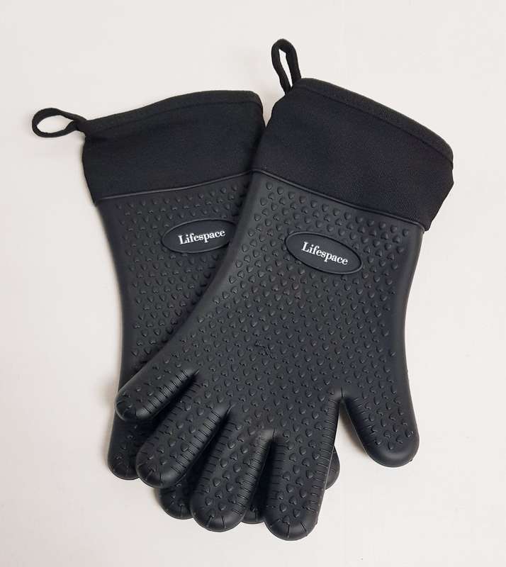 Lifespace Heat Resistant Silicone Gloves (pair) - Cotton Lined, Fully Washable