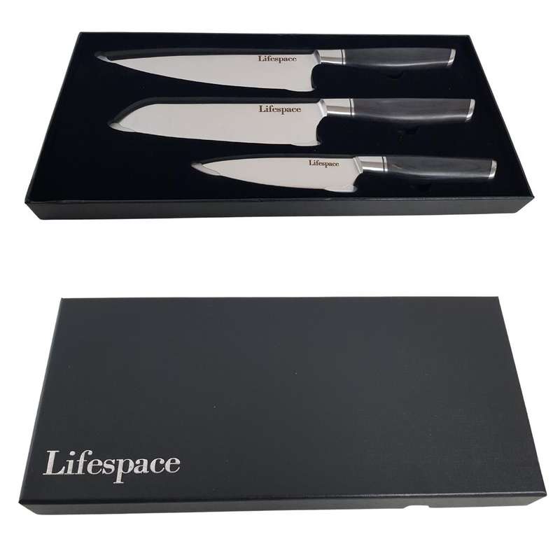 Lifespace Classic Japanese Chef Knife Set in a Gift Box - Petty, Santoku & Chef