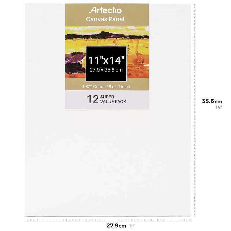 Artecho Canvas Panel 12 Set Value Pack White - 11" x 14"
