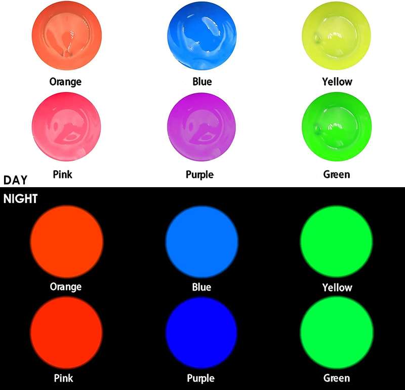 Artecho Glow in the Dark Paint - Set of 6 Colours, 60ml Acrylic Paints