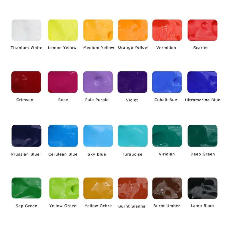 Artecho Gouache Paint Set, 24 Colours (30ml) with 10 Brushes & a Palette