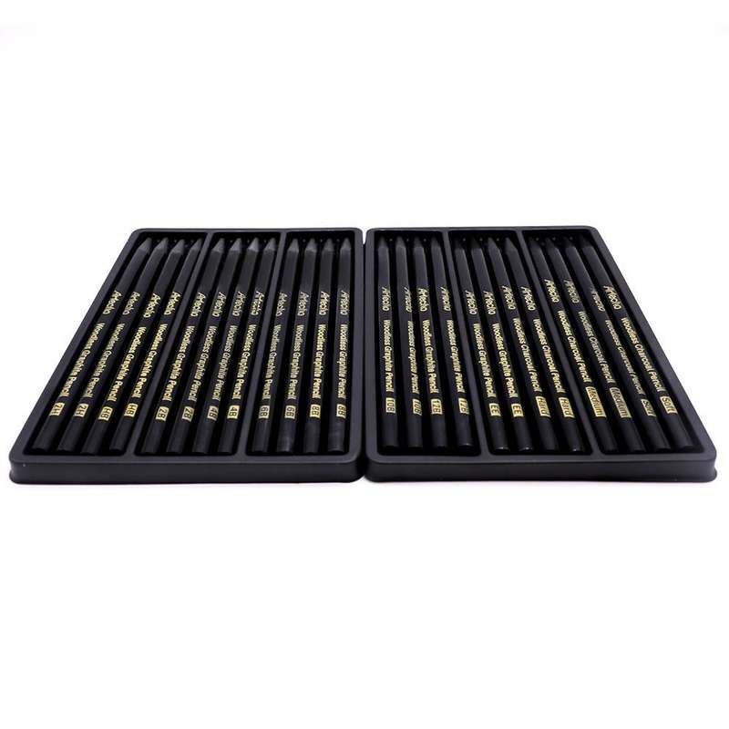 Artecho Premium Black Charcoal 24 Woodless Pencil Set & 50 Page Sketch Pad