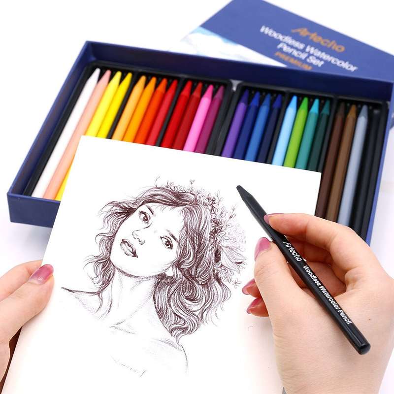 Artecho Premium Watercolour 24 Pencil Set & 50 Page Sketch Pad