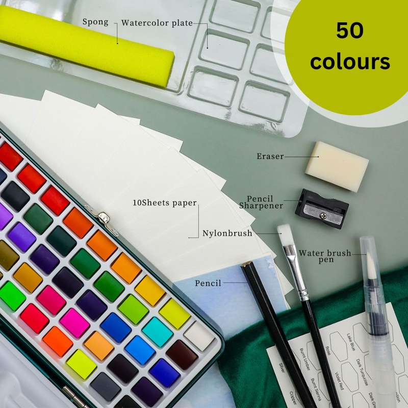 Artecho Professional Watercolour Paint Set in Tin Case with Accessories