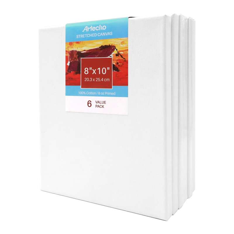 Artecho Stretch Canvas 6 Set Value Pack White - 8" x 10"