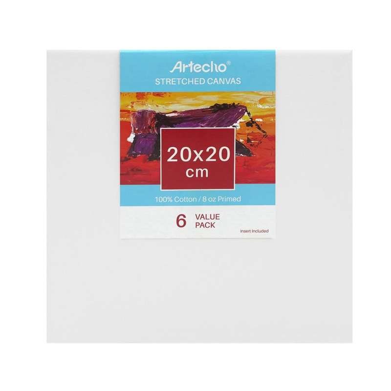 Artecho Stretched Canvas 6 Set Value Pack White - 20cm x 20cm