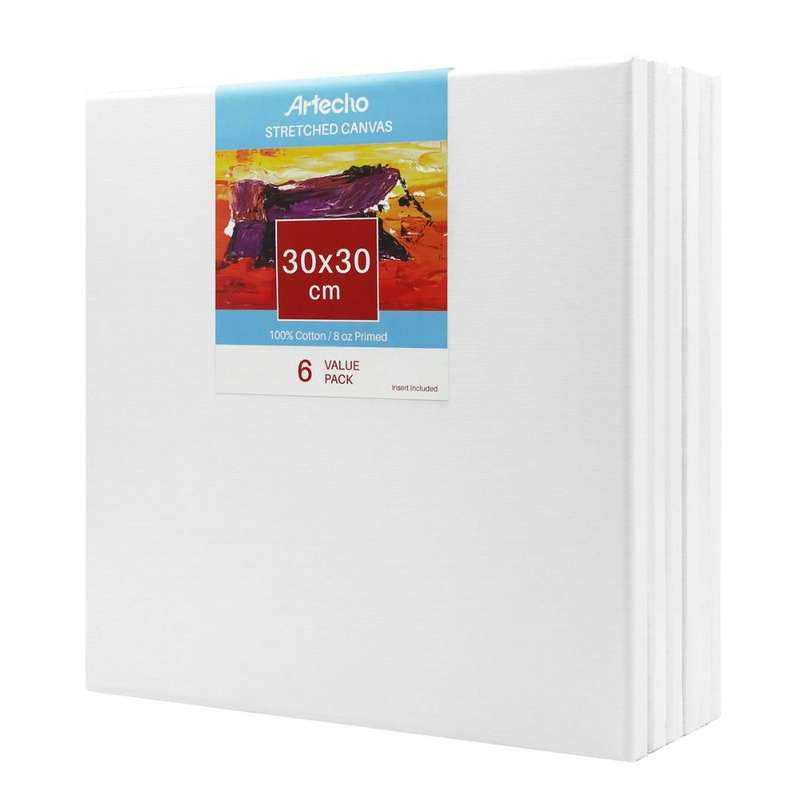 Artecho Stretched Canvas 6 Set Value Pack White - 30cm x 30cm