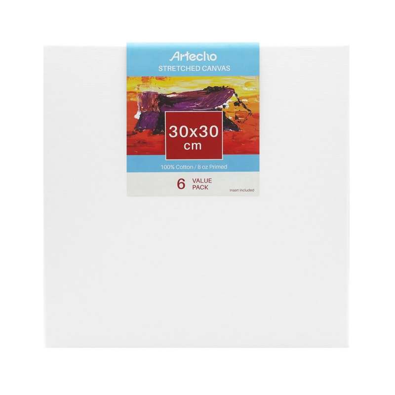 Artecho Stretched Canvas 6 Set Value Pack White - 30cm x 30cm