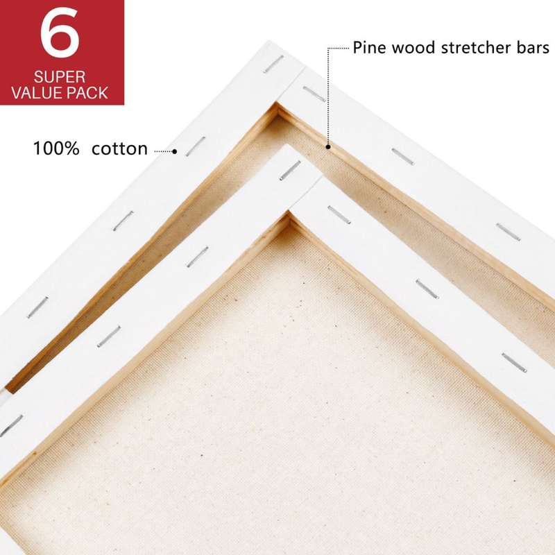 Artecho Stretched Canvas 6 Set Value Pack White - 30cm x 40cm