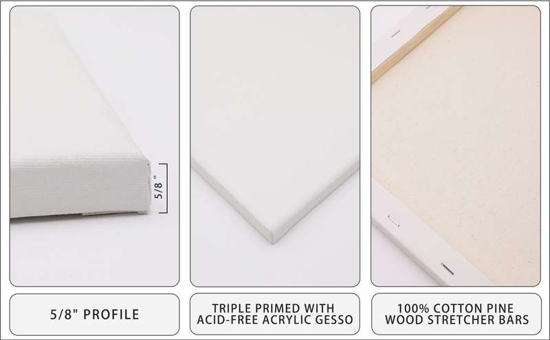 Artecho Stretched Canvas 6 Set Value Pack White - 30cm x 40cm