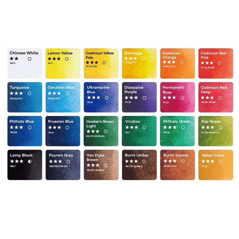 Artecho Watercolour Paint Set in Tin Case - Professional 24 colour