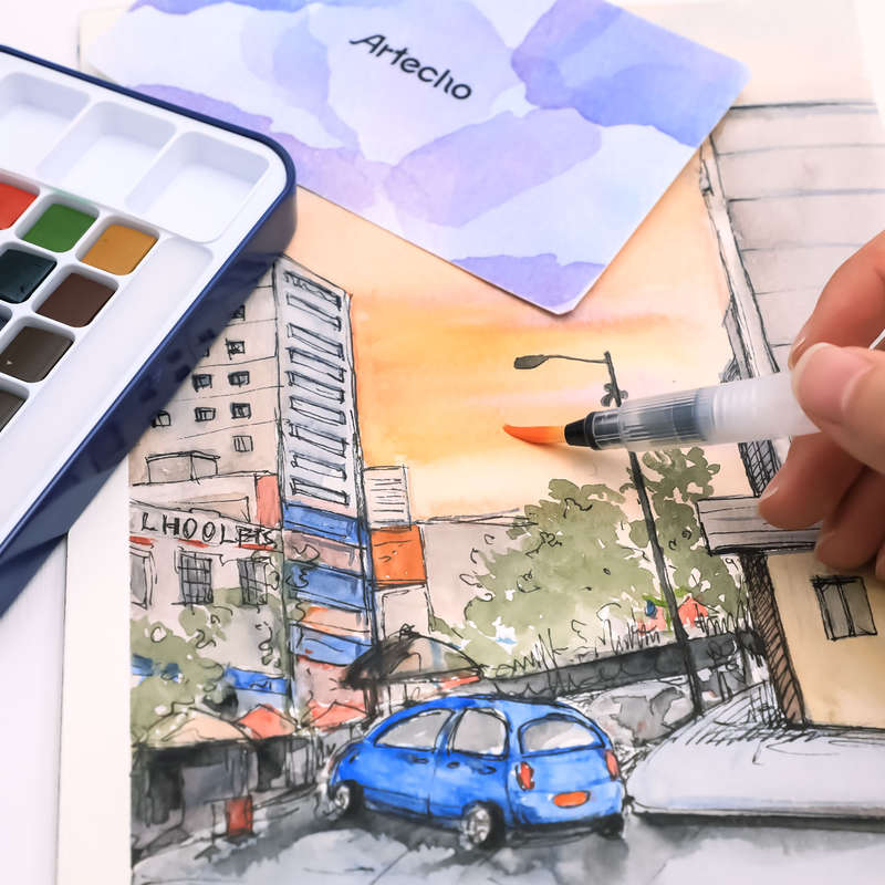 Artecho Watercolour Paint Set in Tin Case - Professional 24 colour