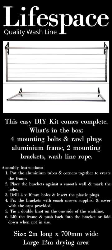 Collapsable aluminium wash lines / washing line - 2m long x 700mm wide.