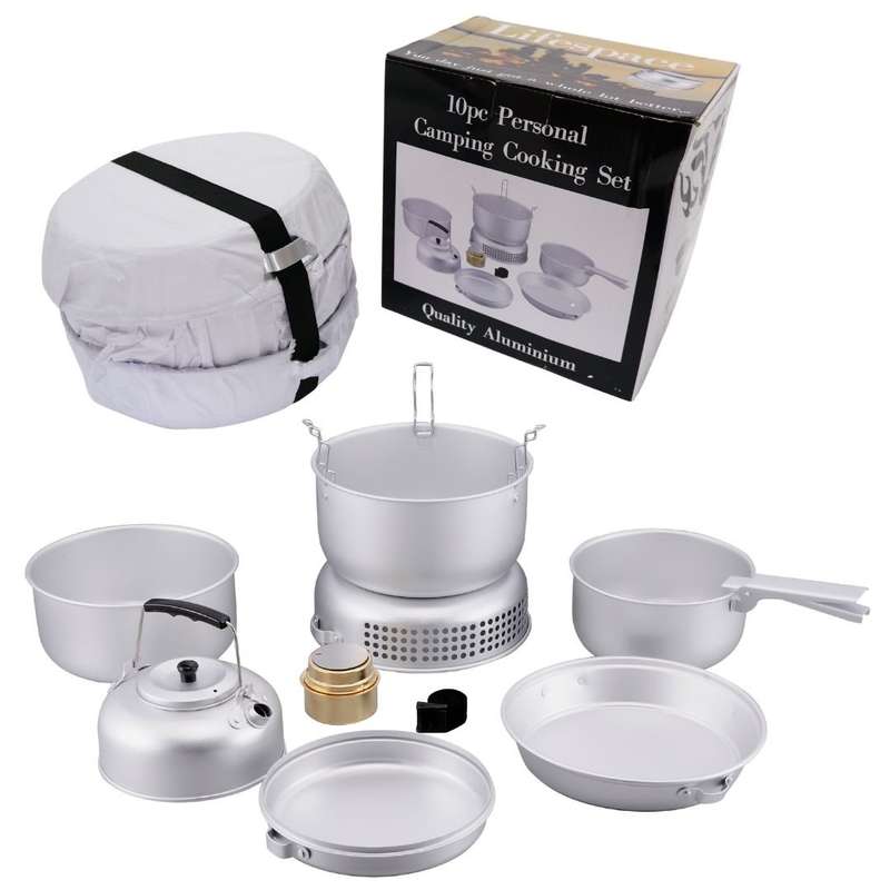 Lifespace 10-Piece Portable Camping Hiking Cook Set