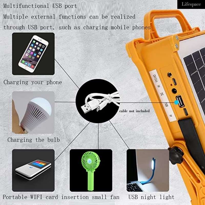 Lifespace Quality 100w Portable Solar Light with USB Port