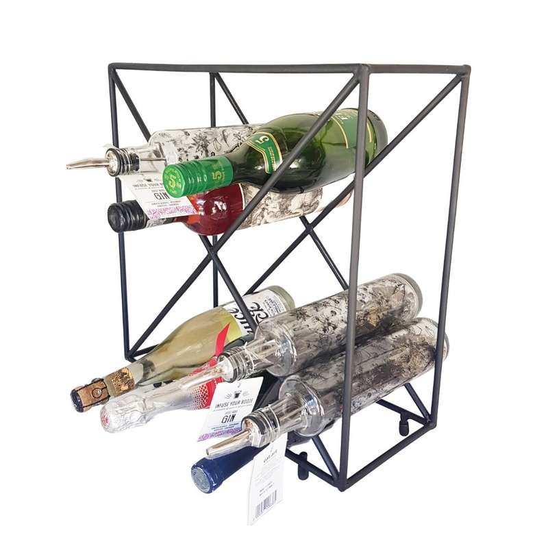 Lifespace 12 Bottle Matt Black Counter Top Wine Rack Bottle Holder