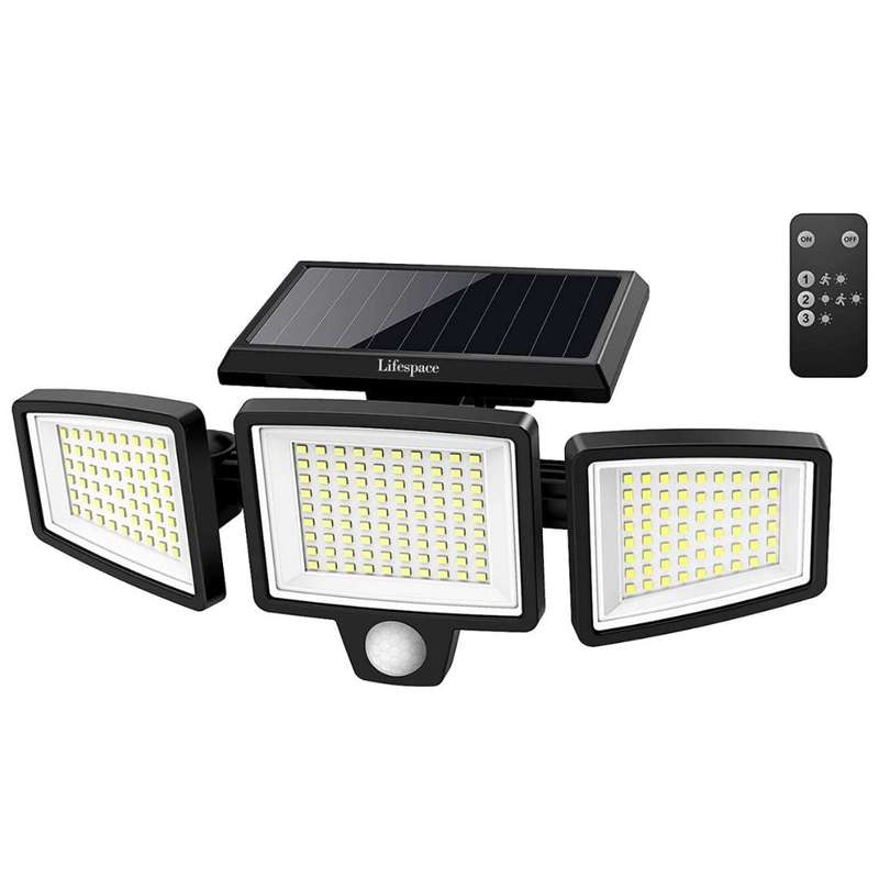 Lifespace 210 LED 300lm Solar Security Flood Light With 3 Heads