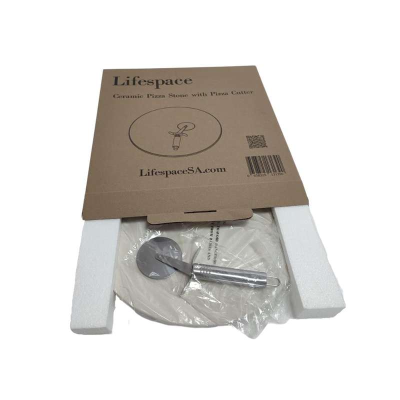 Lifespace 33cm Pizza Grilling Stone with Stainless Steel Cutter