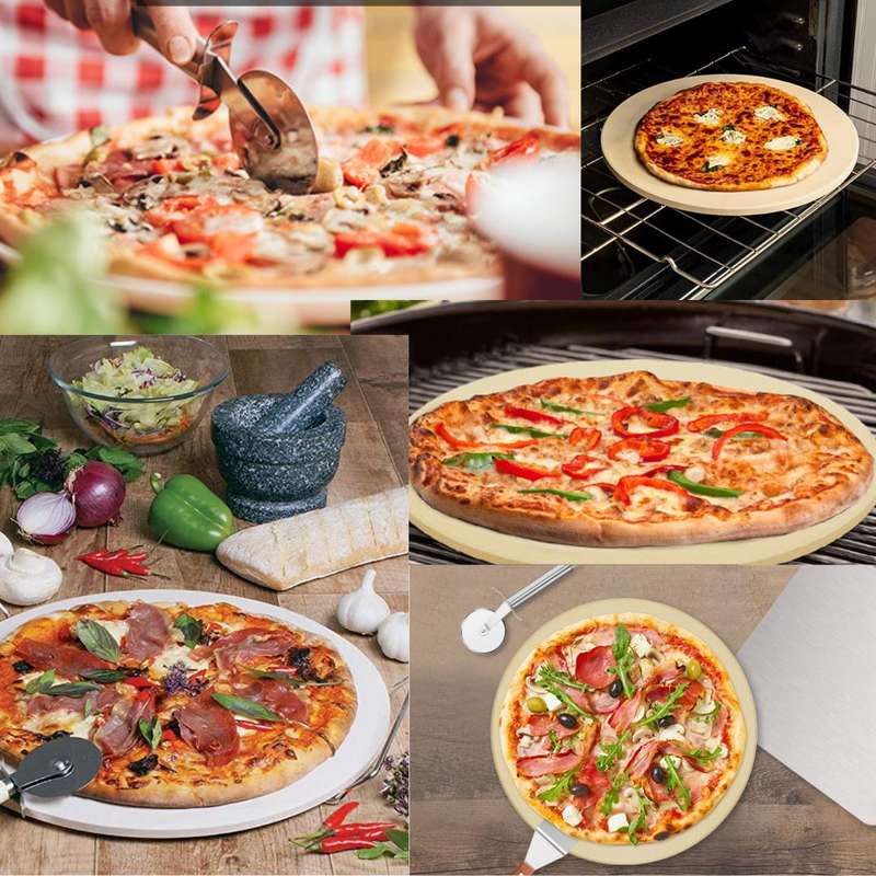 Lifespace 33cm Pizza Grilling Stone with Stainless Steel Cutter