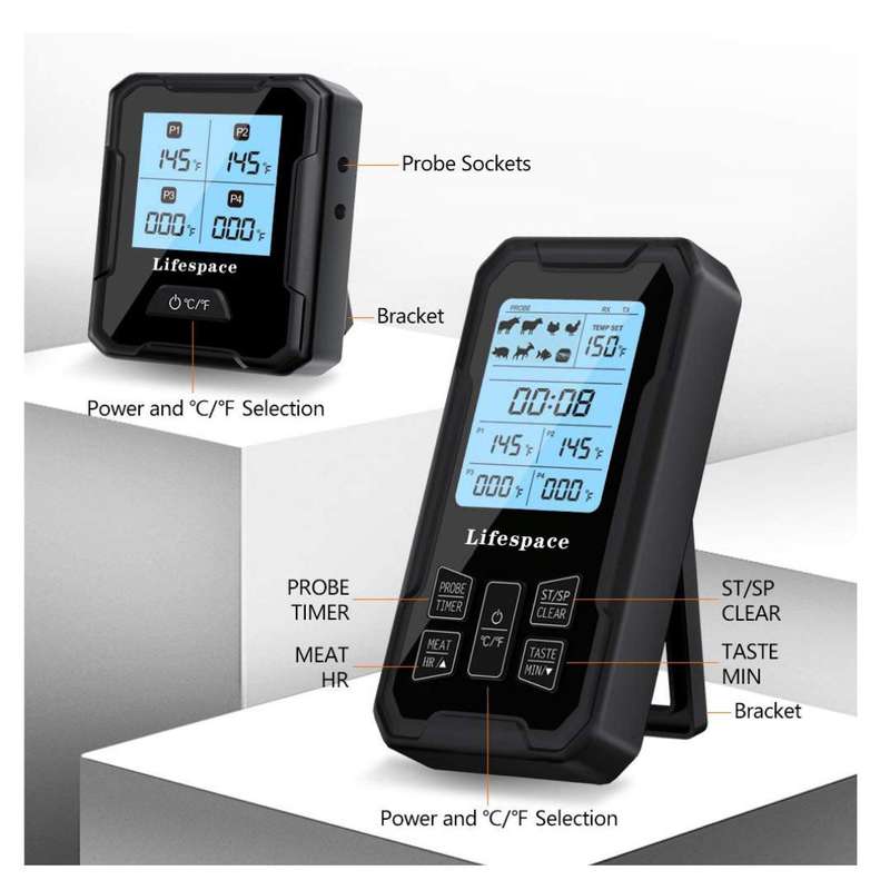 Lifespace 4 Probe 100m Wireless Cooking Meat Thermometer