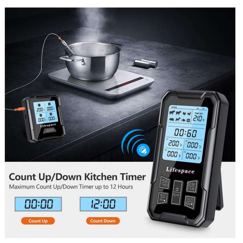 Lifespace 4 Probe 100m Wireless Cooking Meat Thermometer