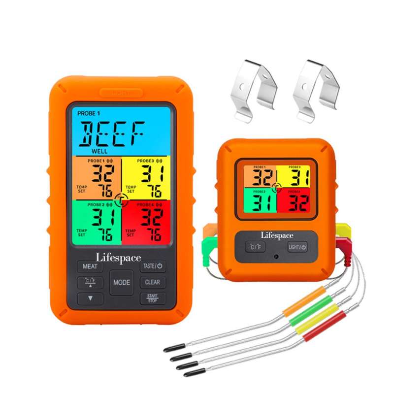 Lifespace 4 Probe Wireless Thermometer - Orange