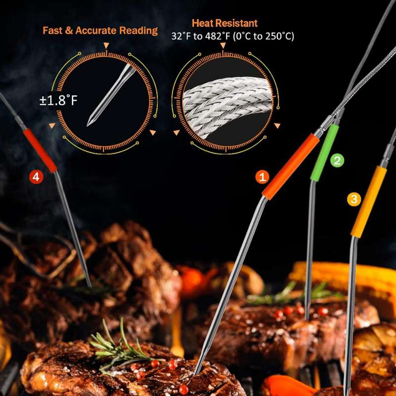Lifespace 4 Probe Wireless Thermometer - Orange