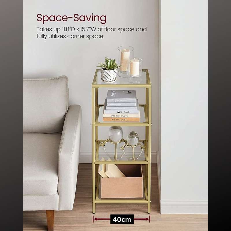 Lifespace 4-tier Storage Shelf Rack with Gold Frame