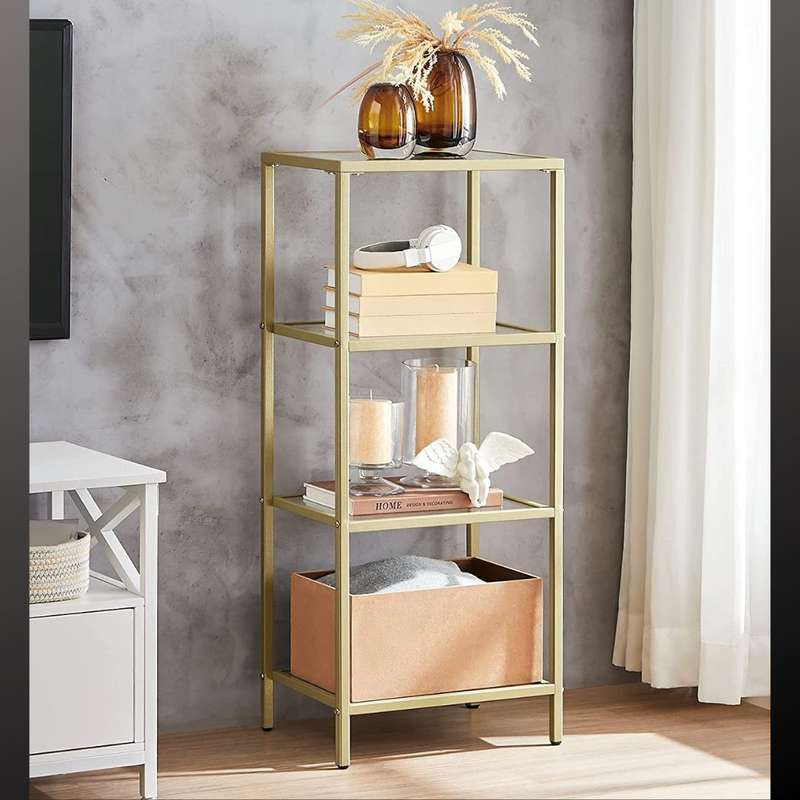 Lifespace 4-tier Storage Shelf Rack with Gold Frame
