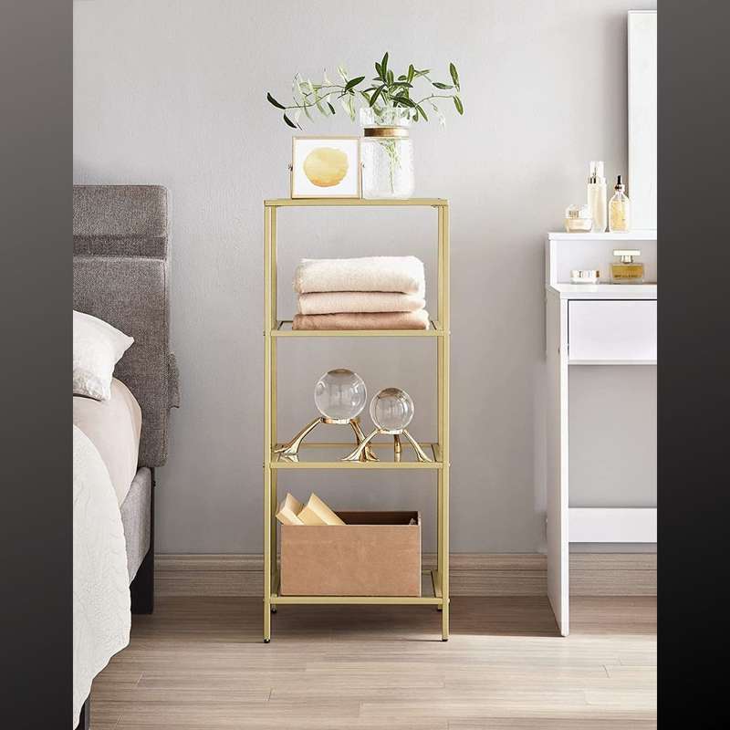 Lifespace 4-tier Storage Shelf Rack with Gold Frame