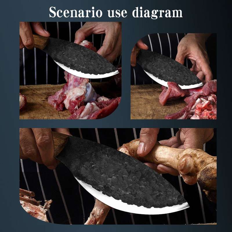 Lifespace 6,5" Hammered Black 'Dog Leg' Bone Cutter with Sheath