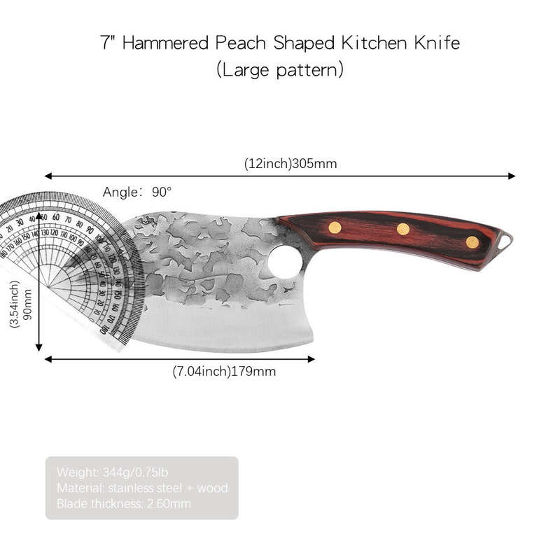 Lifespace 7" Peach Hammered Braai Cleaver with Hole