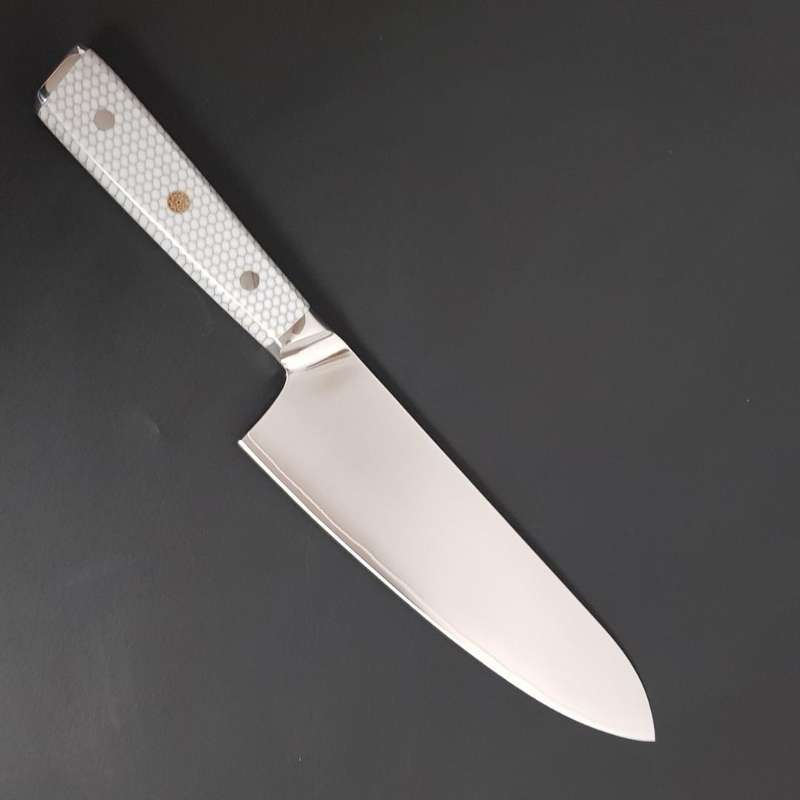Lifespace 8" Cladded Steel Chef Knife w/ White Honeycomb Handle