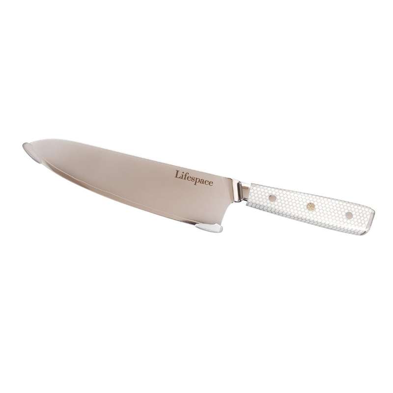 Lifespace 8" Cladded Steel Chef Knife w/ White Honeycomb Handle