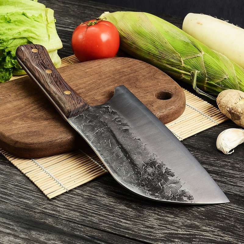 Lifespace 8" Hammered Cleaver with Curved Blade