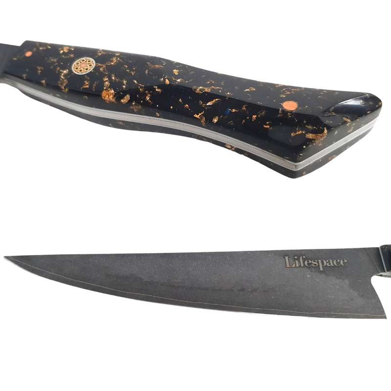 Lifespace 8" Japanese VG10 Cladded Steel Kurouchi Chef Knife with Resin Handle