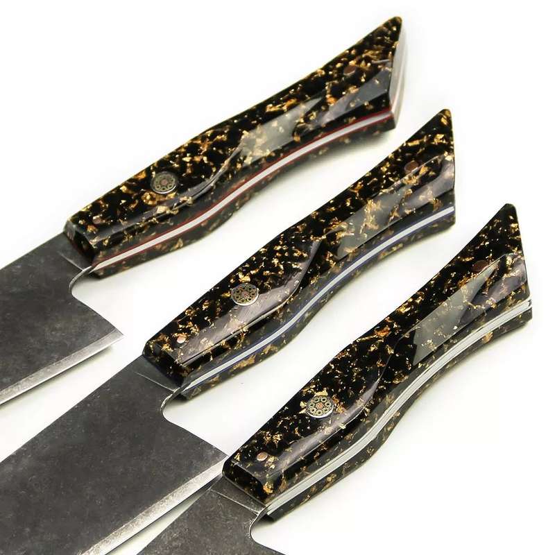 Lifespace 8" Japanese VG10 Cladded Steel Kurouchi Kiristuke Knife with Resin Handle