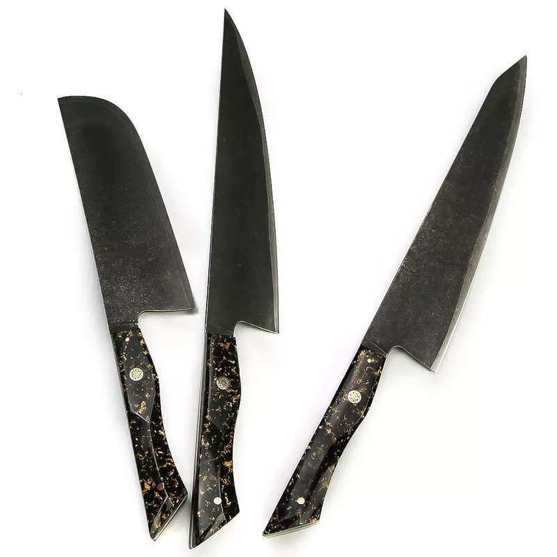 Lifespace 8" Japanese VG10 Cladded Steel Kurouchi Kiristuke Knife with Resin Handle