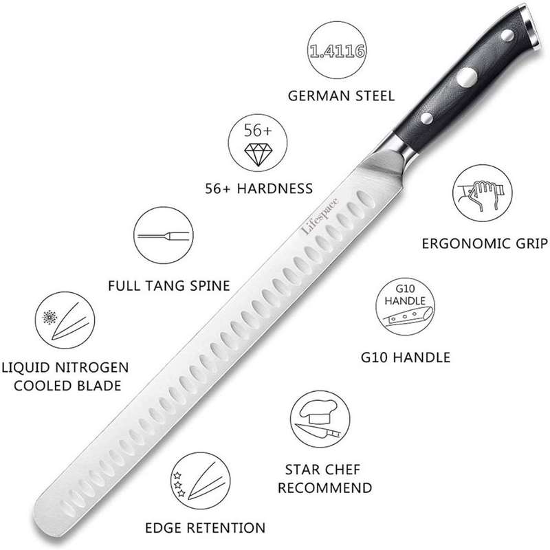 Lifespace BBQ Ham & Brisket Carving Knife - 300mm Stainless Steel Blade