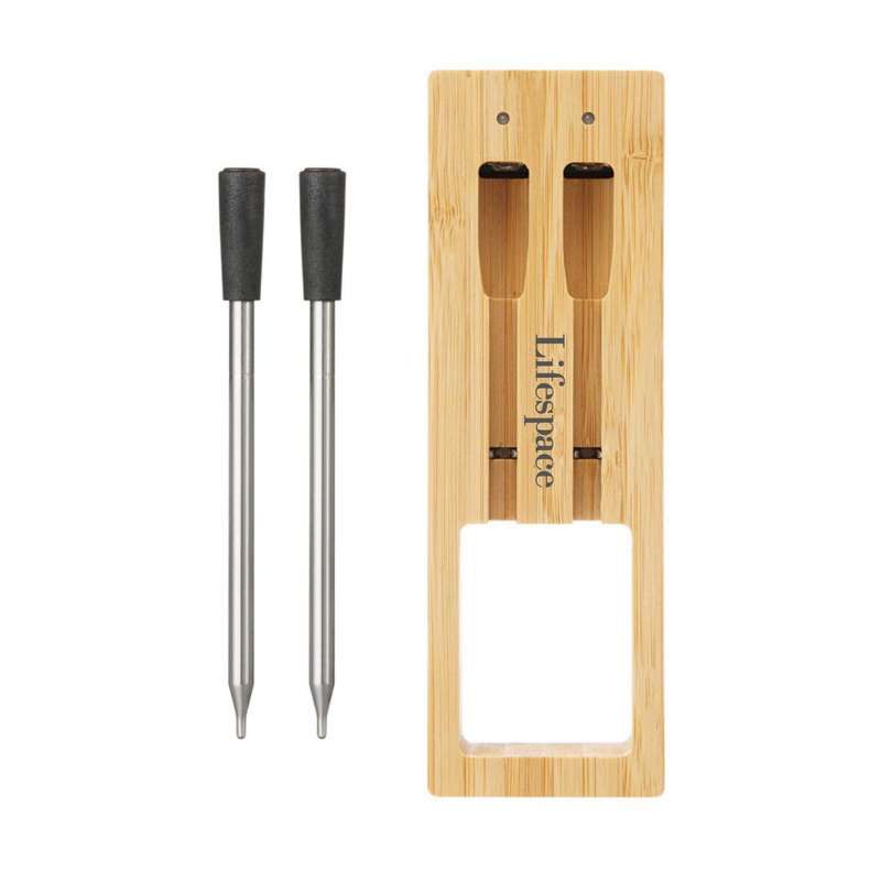 Lifespace Bluetooth Thermometer on Wood Base - Dual Probe
