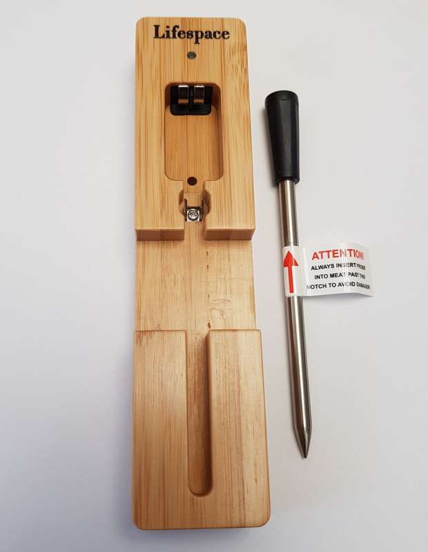 Lifespace Bluetooth Thermometer on Wood Charging Base - Single Probe