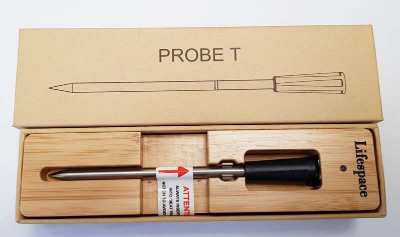 Lifespace Bluetooth Thermometer on Wood Charging Base - Single Probe