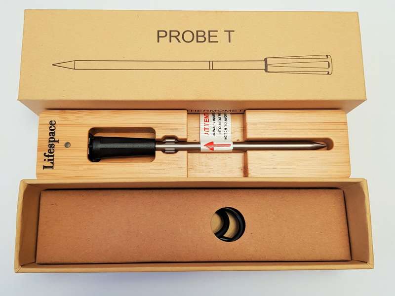 Lifespace Bluetooth Thermometer on Wood Charging Base - Single Probe
