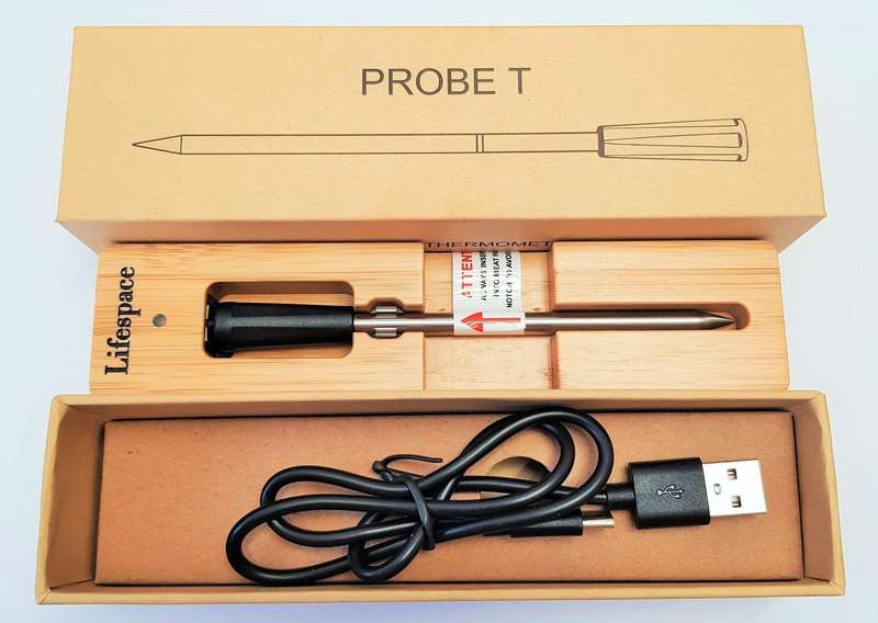 Lifespace Bluetooth Thermometer on Wood Charging Base - Single Probe