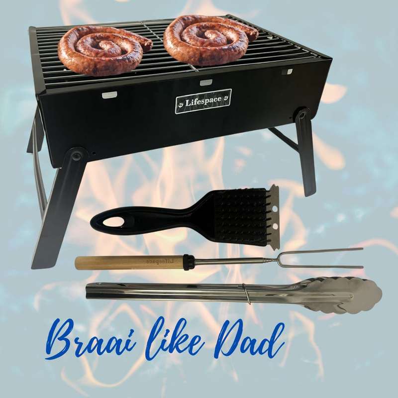 Lifespace 'Braai Like Dad' Kiddies Charcoal Grill with Accessories - Junior Grillmaster Adventure...