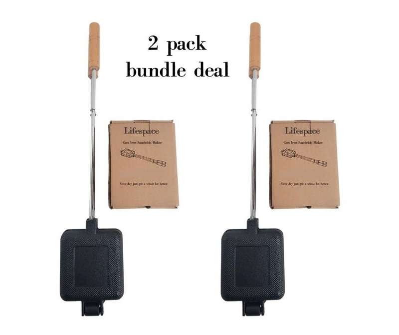 Lifespace Braai / Stove Top Cast Iron Toasted Sandwich & Pie Maker - 2 pack