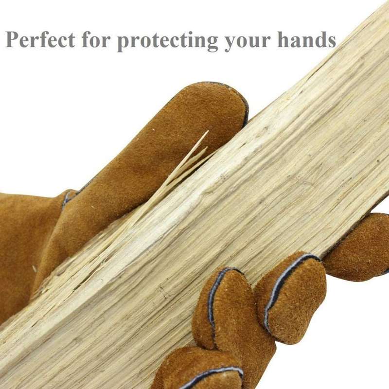Lifespace Brown Leather Braai Gloves - lined for extra comfort